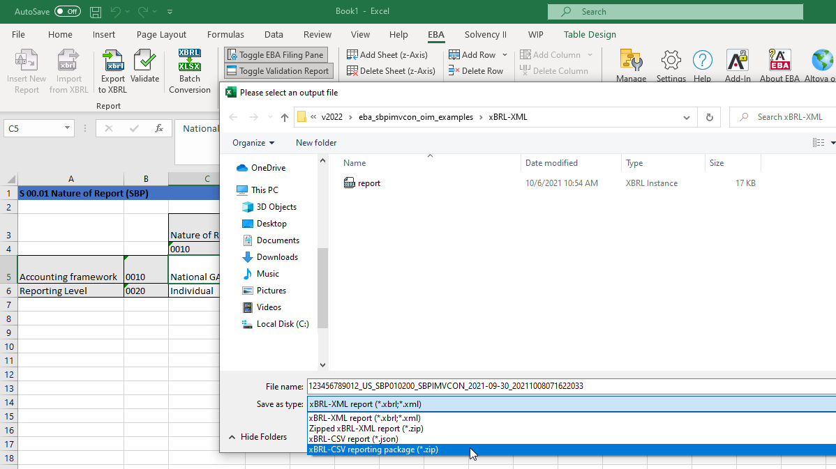 EBA XBRL add-in for Excel