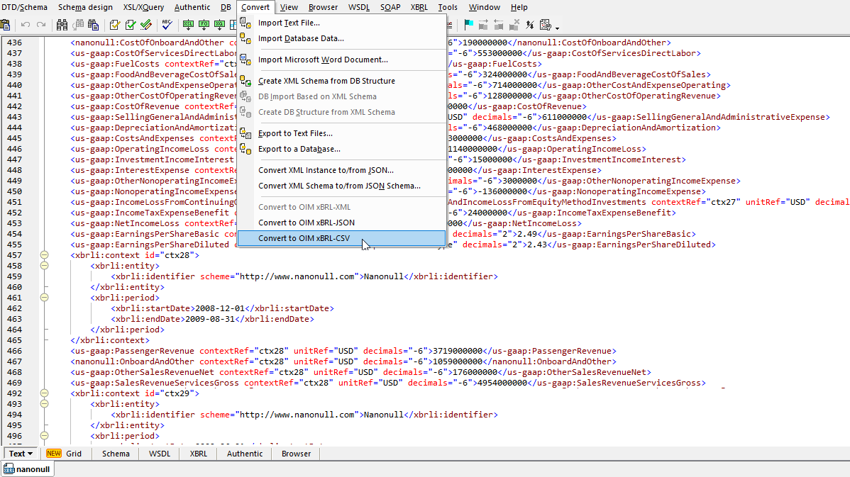 OIM XBRL in CSV