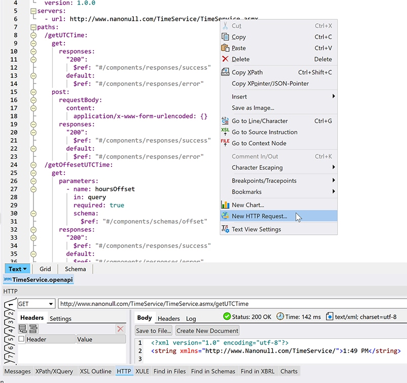 Create HTTP request from current OpenAPI document