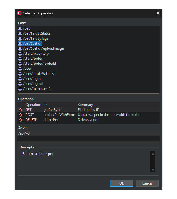 Verfügbare OpenAPI-Operationen