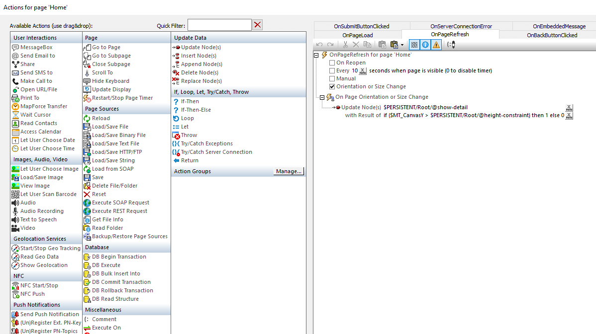 Action Tree pour les modification d’orientation