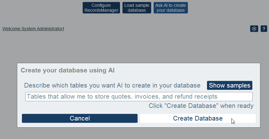 Using AI to generate a database in Altova RecordsManager