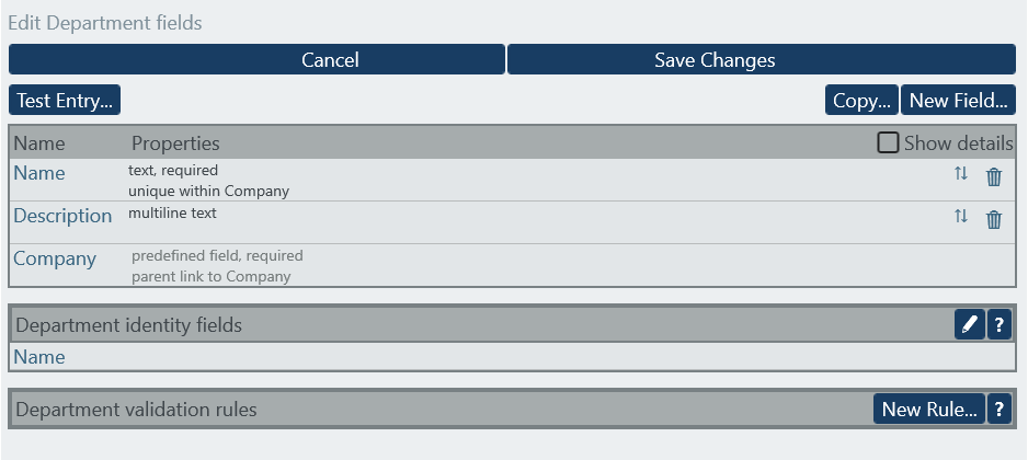 Définir des champs dans la base de données en ligne