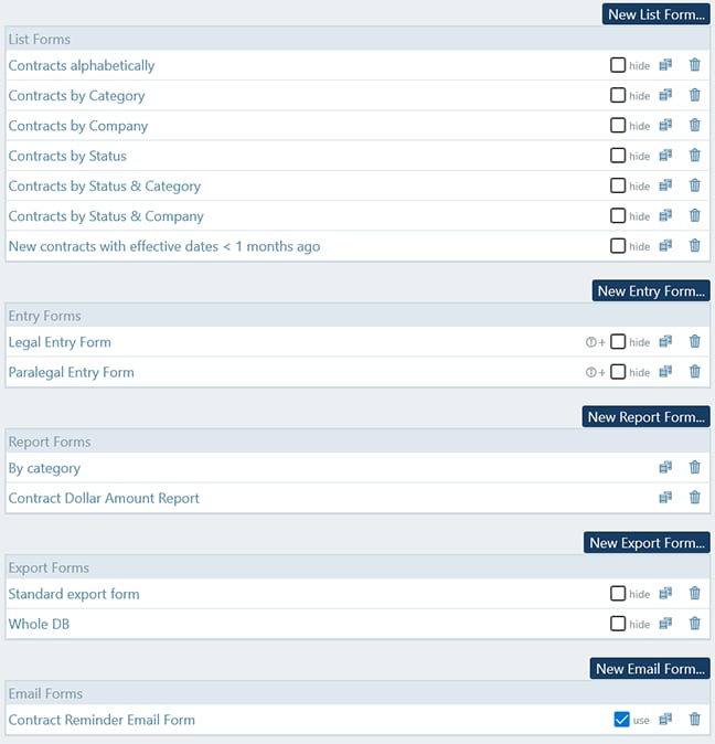RecordsManager-Formulare in der Online-Datenbank-App