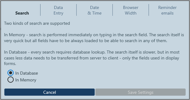 Suchoptionen in RecordsManager