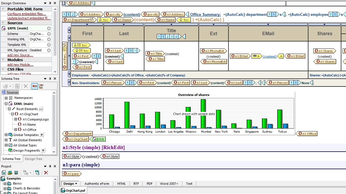 StyleVision is an easy-to-use report builder for XML, XBRL, and database data