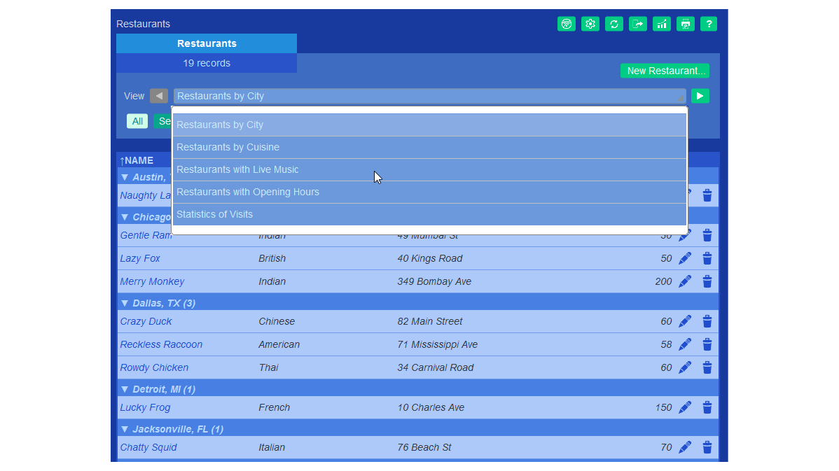Création de l’appli Restaurants dans RecordsManager