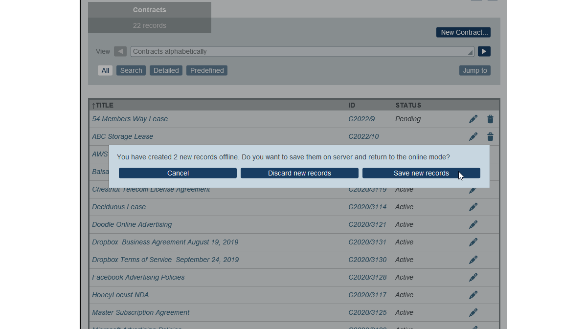 Saving offline changes