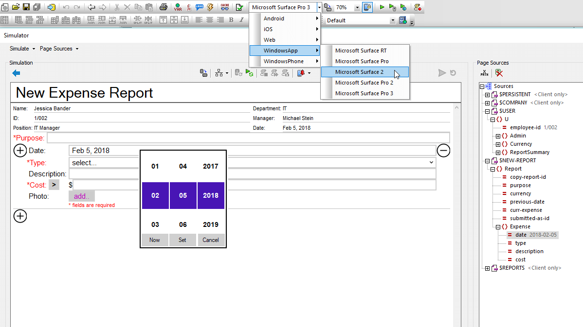 Simulating an enterprise app