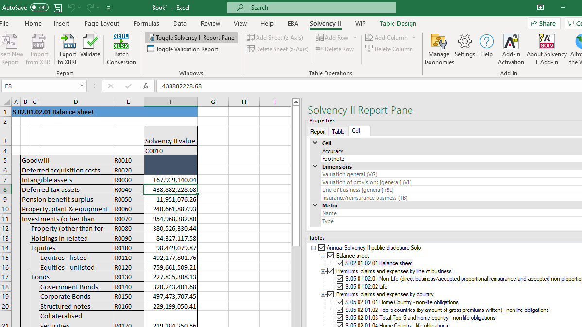 Solvency II reporting in XBRL is easy with the Excel add-in