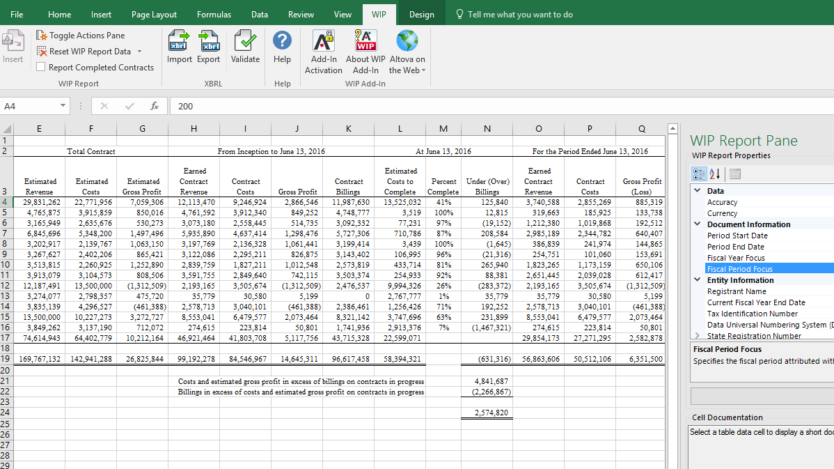 WIP XBRL addin for Excel Altova