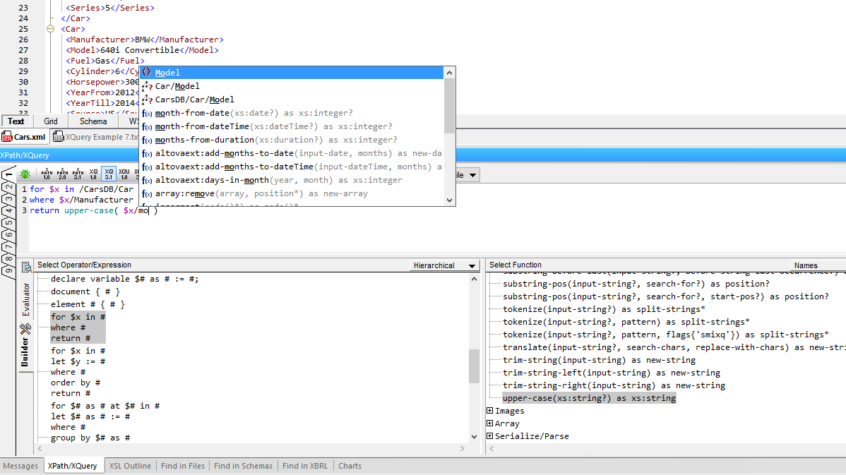 xquery variable assignment