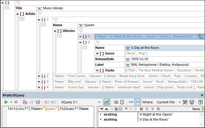 XQueryExpForJSON