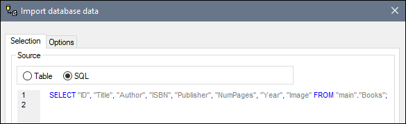 ImportDBDataTableSelectionSQL